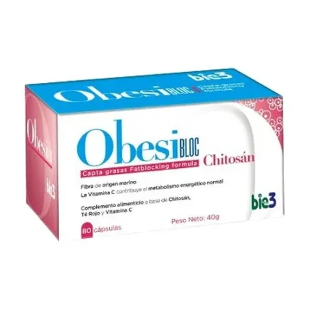 Bie3 ObesiBLOC chitosán 500 mg, 80 cápsulas | BelliFarma