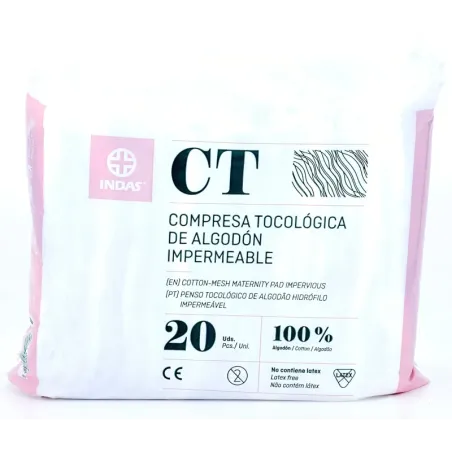 Indas Compresas tocológicas algodón, 20 uds.| BelliFarma