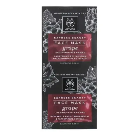 Apivita Express Beauty Mascarilla Facial Uva, 2x8 ml| BelliFarma