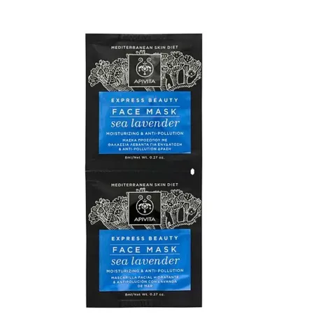 Apivita Express Beauty mascarilla facial lavanda de mar hidratante y anti-polución, 2x8 ml| BelliFarma