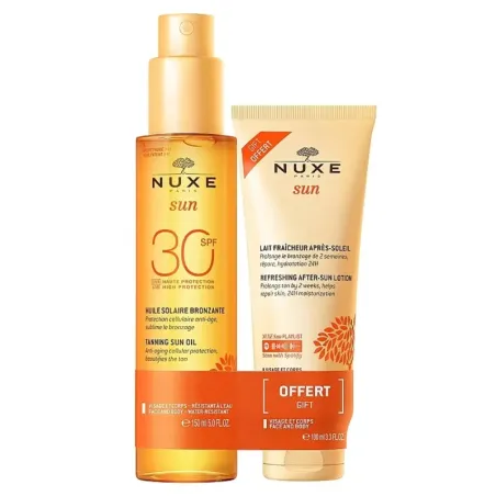Nuxe Sun aceite bronceador para rostro y cuerpo alta protección SPF30, 150 ml| BelliFarma