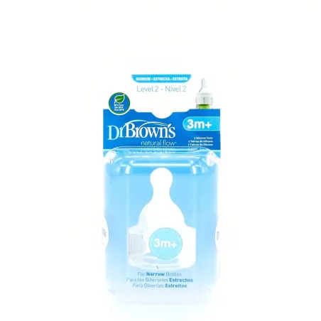 Dr Brown´s Tetina Estrecha 3M+ Nivel 2, 2U.| BelliFarma