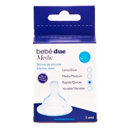 BebéDue Medic Tetina silicona flujo rápido, 2 tetinas| BelliFarma
