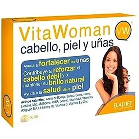 Eladiet Vitawoman cabello, piel y uñas, 30 Comprimidos | BelliFarma