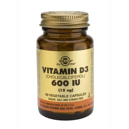 Solgar Vitamina D3 600 UI, 60 Cápsulas. | BelliFarma