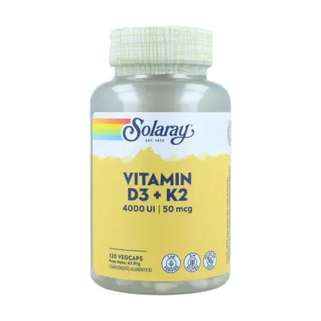 Solaray vitamina D3 & K2, 120 cápsulas vegetales | BelliFarma