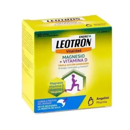 Leotron Energía y Vitalidad magnesio + vitamina D, 30 sobres bucodispersables| BelliFarma