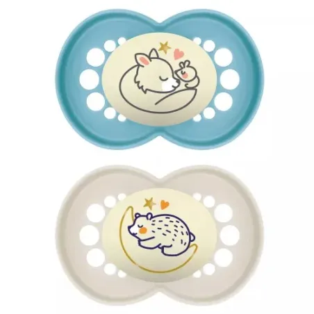 MAM Chupete Silicona Original Pure Night Azul 2-6M | BelliFarma