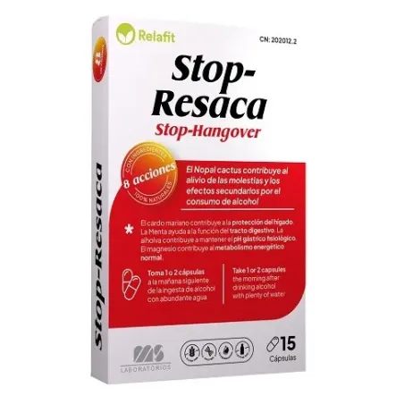 Relafit stop resaca, 15 cápsulas| BelliFarma