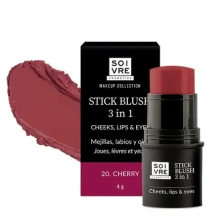 Soivre Colorete en Stick 3 en 1 Mejillas, Labios y Ojos Color Cherry, 4 gr| BelliFarma