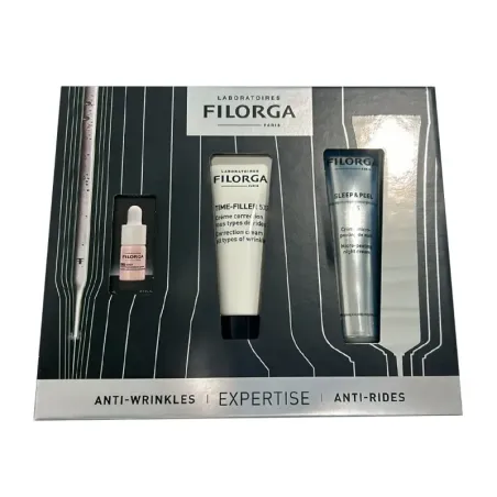 Filorga protocolo firmeza Time Filler crema + NCEF Shot + Sleep & Peel, 30ml + 3 ml + 40 ml| BelliFarma