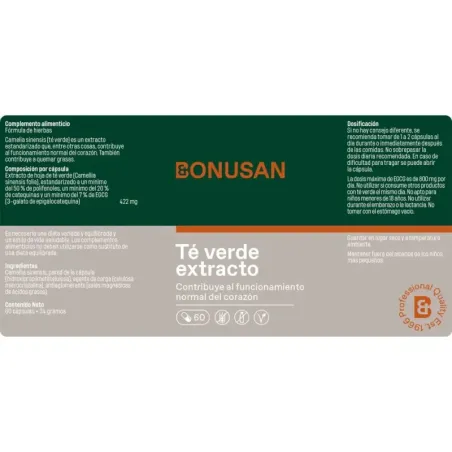 Bonusan Té verde Extracto, 60 cápsulas| BelliFarma