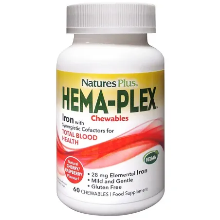 Natures Plus Hema-Plex Masticables, 60 Comp. | BelliFarma